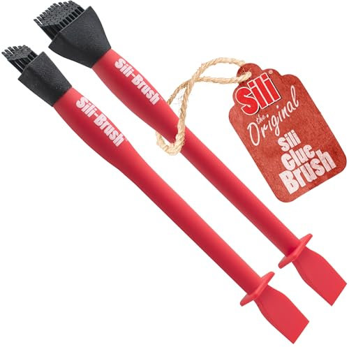 Sili-Brush Silikon-Kleberpinsel mit Applikator, 2,5 cm und 1,27 cm Pinsel, trocknet und abziehbar Ideal für Holzarbeiten, Kunst, Basteln, rund um das Haus und Hobbykünstler.