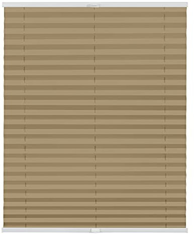 Lichtblick Plissee Klemmfix nach Maß, ohne Bohren, verspannt, Hitzeschutz, Blickdicht, Made in Germany, Thermoplissee - Sand 35 cm x 190 cm (B x L)