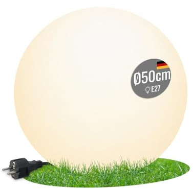 8 seasons design LED Kugelleuchte 50 cm Shining Globe (weiß), E27, Leuchtmittel warmweiß – wetterfest – große Kugellampe für außen (Garten, Terrasse, Balkon) und innen – robust & langlebig