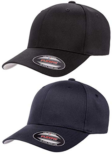 Flex fit Atletisk basebollkeps, herr, marinbl, Small/Medium, 2-pack svart och m rkgr, L-XL