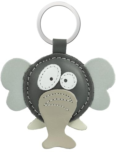 Simaru Tierisch starke Schlüsselanhänger aus hochwertigem Echtleder, Made in EU, Perfekt für Weihnachten Geburtstag Jahrestag, Finde dein Lieblingstier (Elefant)