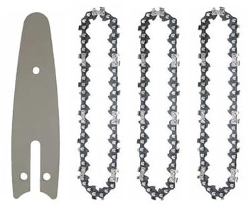 Kit 3 Mini catena per Motosega a 4 pollici 4 + 1 Barra di Guida Ricambio per Mini Moto Sega Portatile Elettrica Senza Fili