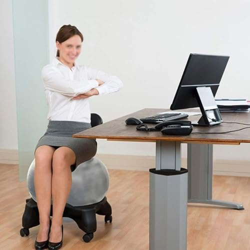 NUNETH Boule Grise Chaise de Boule D'équilibre pour Le Bureau D'adultes, Chaise avec Ballons d'exercice avec Support Dorsal pour Une Bonne Posture, Maison École Siège de Balle de Yoga