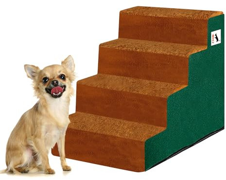 Namsan Escalier pour chien et chat - 4 marches - Montage facile - Avec housse en peluche lavable - Pour canapé/lit - 53 x 39 x 40 cm