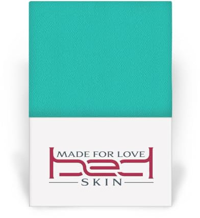 Bedskin Premium Topper Spannbettlaken 160x200cm, bis 8 cm Topperhöhe - Jersey Spannbettlaken für Boxspringbett, 100% Buamwolle Spannbetttuch - Türkise