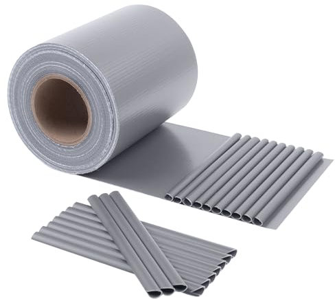 HENG FENG Rollo Aislantede Tiras de PVC para Privacidad 35m x 19cm,Valla de Protección para Jardín Balcón Terraza,Aislante,Protección UV,Impermeable,20 Clips de Montaje (Gris)