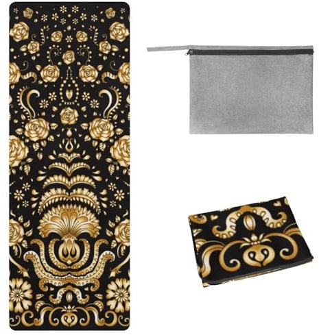 Eslifey Yoga-Handtuch, abstraktes Einhorn-Blumenmuster, rutschfest, schweißabsorbierend, für Hot Yoga, Pilates und Fitness, 185 x 68 cm