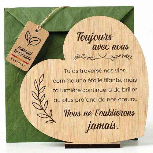 CONTRAXT Carte de condoléances en bois. Carte pour exprimer ses condoléances ou témoigner son deuil Homme ou femme