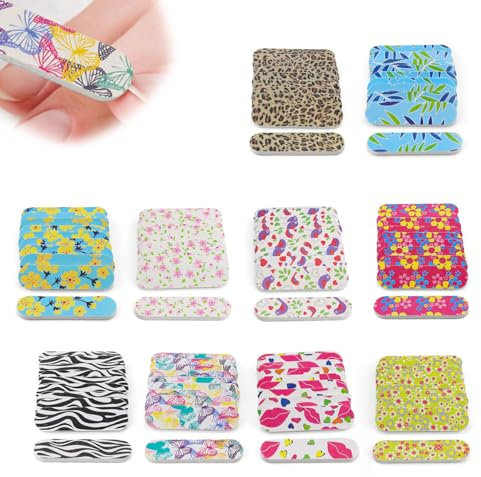 HJIAMA Set di 100 Lime per Unghie Professionali, Double Face, Perfette per Modellare e Rifinire le Unghie, Facili da Trasportare e Usare