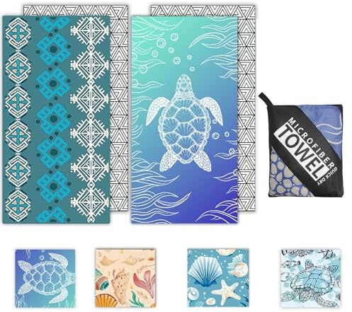 Startseite Microfibre Beach Towels for Adults - 2 Pack 180x100cm Lightweight Beach Towel Extra Large, Sand Free & Quick Dry Beach Towel Extra Large for Travel, Swim, Sports(Turtle and Cude)