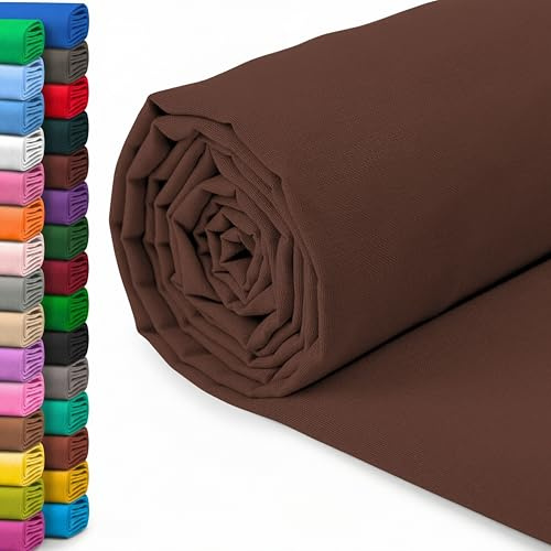 A-Express 100 % bomullstyg - 60 tum 150 cm brett - vanligt bomullstyg per meter - perfekt för quiltning, sömnad, klädtillverkning, gardinfoder, tygkassar, sängkläder, örngott - kaffe 5 meter