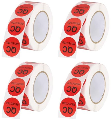 PATIKIL 1 QC Rejected Labels, 4 Roll/2000 Pcs Inventory Quality Control Stickers Round Warehouse Management Organization Labels for Shipping Manufacturing Inspection, Red