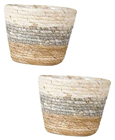 GALPADA 2pièces Paniers À Fleurs Tressés Cache-Pots Décoratifs pour Plantes pour Intérieur Et Extérieur Modérée Et Design Élégant