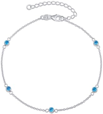 Amberta Italian Sterling Silver Anklet for Women 925 | Adjustable Ankle Bracelets for Women Beaded Heart Summer Jewellery