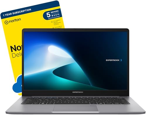 MESH Computers ASUS ExpertBook P1 14-inch Business Laptop (Intel Core 5 210H, 32 GB DDR5 RAM, 1 TB SSD, Wi-Fi 6, Fingerprint reader, Windows 11 Pro) includes Free Norton 360 Deluxe Antivirus Software