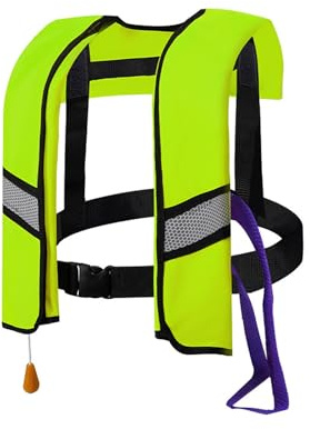 Générique Gilet de Sauvetage Gonflable Automatique: 150N Veste Flottante Légère avec Sifflet pour Kayak Bateau Natation Adultes Enfants Jusqu’à 150kg