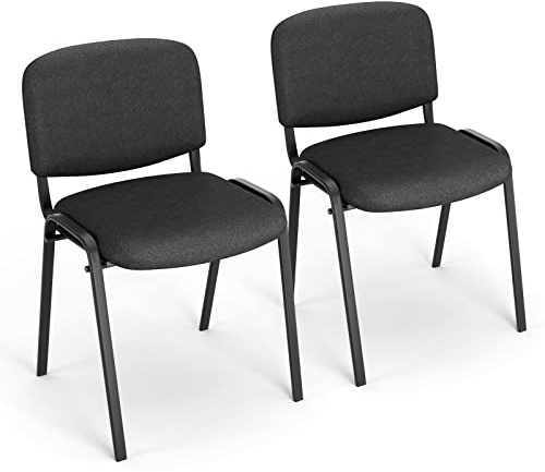 BASETBL Chaise de Conférence Empilable, Chaise Visiteur avec Rembourrage et Structure en Métal Solide, Chaise Empilable pour Salle de Conférence, Salle d’Attente et Espace d’Accueil - Deux Chaises