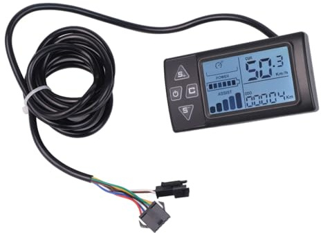NbgrvB Display LCD per bici elettrica, per manubri da 22,2 mm, compatibile con protocollo 02OMD, 24 V, 36 V, 48 V, voltaggio computer per bicicletta elettrica, con cavo a 5 pin, linea luminosa, IP65