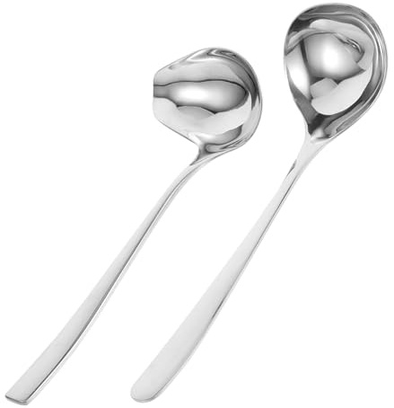 MUELODSIC Cucharas Pequeñas para Salsa y Servir Cucharones de Acero Inoxidable Resistente Diseño Ergonómico con Vertedor Aptas para Lavavajillas y Uso Cocina y Profesional