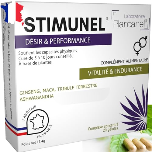Stimunel – Maca & Ginseng Ultra-Concentrés 3300 mg – Énergie, Vigueur & Endurance – Tribulus & L-Arginine – 20 Gélules – Fabriqué en France
