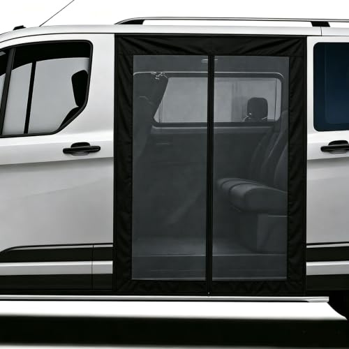 Pindex Mosquitera Magnética con Cremallera para Puerta Corredera VW T5 T6, 150 x 120 cm Mosquitera Protección contra Insectos y Protección Solar para Camping