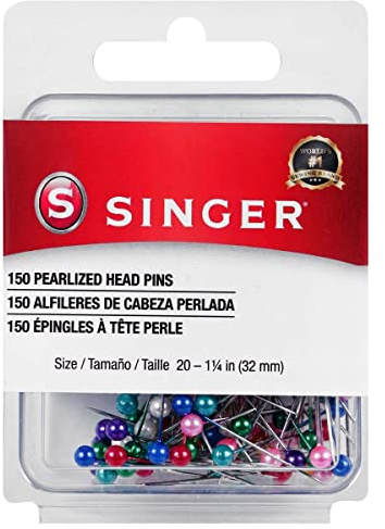 SINGER 07050 Pearlized Head Straight Pins, Size 20, 150-Count, Multicolor