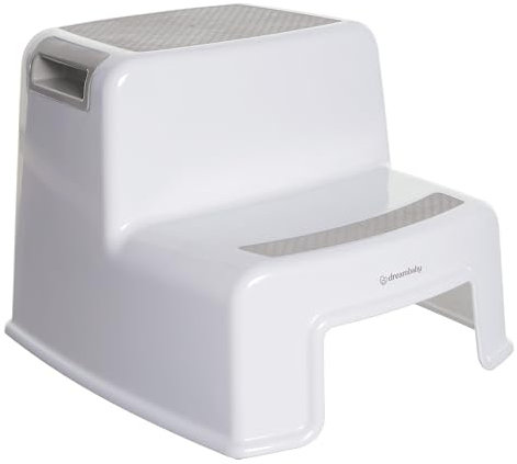 Dreambaby F687 Kinder-Tritthocker Tritt-Schemel Kinderschemel Anti-Rutsch, zweistufig, weiß/grau