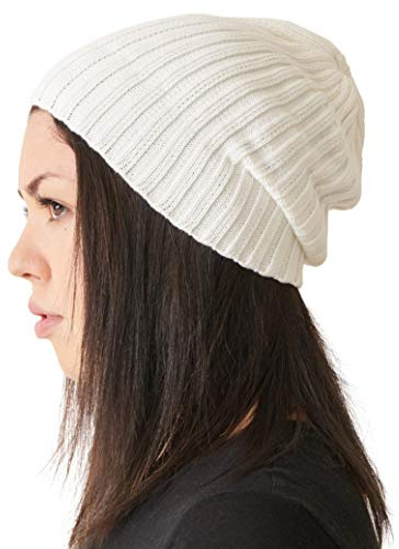 CHARM Hombres Fisherman Gorros Beanie 100% Algodón Damas Tejido Gorros Beanie Gorra Clásico Diseño Sencillo Acanalado Flojo Sombrero Blanco