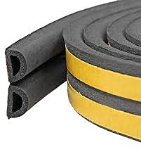 Tätningstejp för dörrar, dörrtätning D-profil gummitätning för fönsterluckor mot kallt drag, buller (D-profil svart 12mm (B) x 10mm (D), 6 meter)