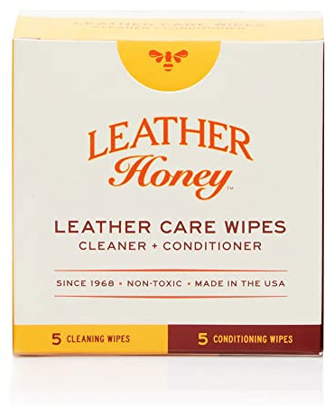 Leather Honey Leather Care Wipe Kit: Clean & Restore On-The-Go. Use for Leather Couches, Car Seats, Purses, Shoes & Bags. Safe for Any Color. Non-Toxic & Ready-to-Use. 5 Cleaner & 5 Conditioner Wipes