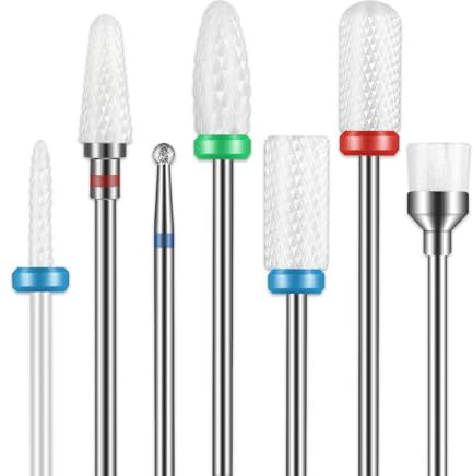 7-teiliges Keramik-Nagelbohrer-Set für Acrylnägel, 3/32 professionelles Diamant-Nagelbohrer-Set zum Entfernen von Acrylgel-Nägeln, Nagelhaut, Maniküre, Pediküre
