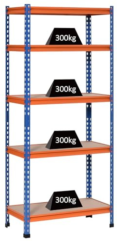 HOMCOM Étagère Charge Lourde en métal à 5 Niveaux étagère de Garage étagère de Rangement capacité 1500 kg 80 x 40 x 182 cm Bleu Orange