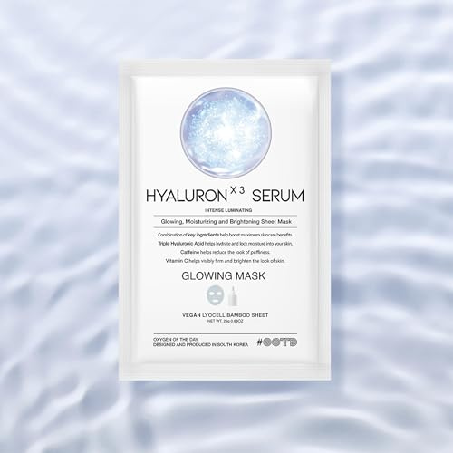#OOTD Triple Hyaluron Hydrating Mask for Dry and Sensitive Skin, Anti Aging, Tightening and Moisturizing, Korean Vegan Beauty, Hyaluronic Acid, Caffeine, Vitamin C 10EA