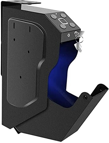 3 i 1 vapenskåp, vapenskåp för pistoler - Handvapenskåp snabbåtkomst med biometriskt fingeravtryckslås, digital knappsats och nödnycklar