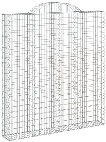 vidaXL Arched Gabion Basket Wall Set - 4 pcs Galvanized Iron Wire Cages, Corrosion-Resistant, 200x30x220/240 cm for Garden and Patio