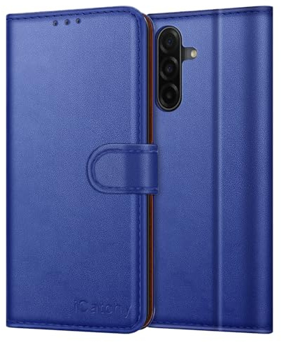 iCatchy for Samsung Galaxy A16 5G / A16 Case Leather Wallet Flip Book Cover with 4 Card Slots, Magnetic Closure, Kickstand Shockproof Protection Compatible with Samsung A16 (Blue)