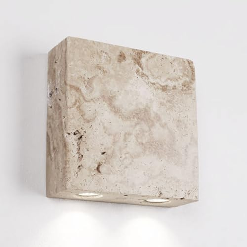 Aplique de pared de piedra cuadrada, aplique de pared de travertino natural, lámpara de pared G9, apliques Wabi Sabi cableados, iluminación de pared para interiores, dormitorio, sala de estar, pasill
