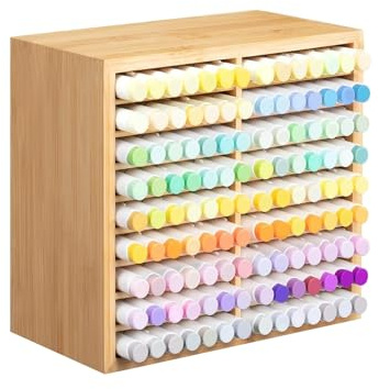 MAGNA RETAIL Bamboo Marker Pen Storage | Colouring Pen Holder Holds 126 | Wooden Desk Organiser with 18 Compartments All-in-One Marker Storage for Home Office Classroom | Bamboo Desk Organiser