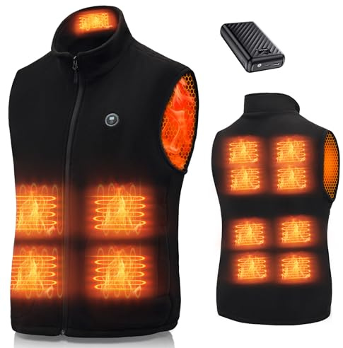 Gilet Riscaldato con Batteria 27000mAh 7.4V, Elettrica Termico Giacca Riscaldata in Pile 13 Zone e 3 Livelli Temperatura Giubbotto Riscaldante Donna Uomo (IT, Testo, M, Regular, Regular, Nero scuro)