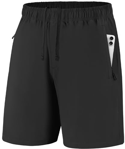 JOVCOVL Sportshorts för män, korta, snabbtorkande, lätta, ventilerande med dragkedjefickor, träningsbyxor för fitness, jogging