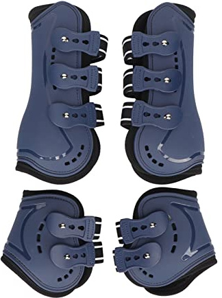 Luocute Lot de 4 Guêtres Tendons pour Cheval, Réglables en Néoprène PU Absorbant Les Chocs, Ouvert sur Le Devant, Respirant, Antidérapant, Protection pour Saut de Cheval, équitation (L)