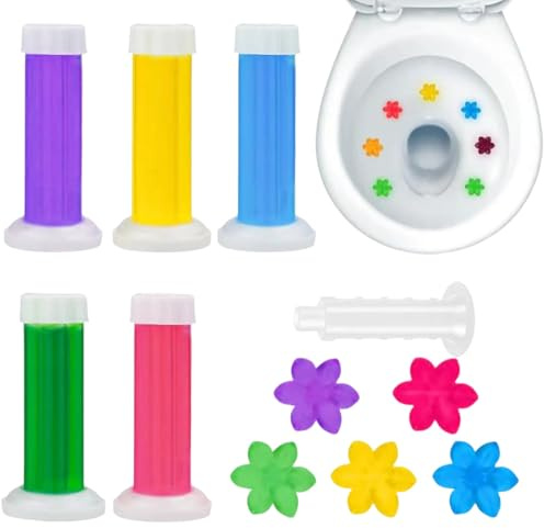LACHT 5 Piezas, Gel Para Inodoro, Flores Para Inodoro, Gel Limpiador Para Baño, Limpieza De Inodoro, Eliminación De Olores, Aroma Duradero, Para Hogar, Hotel, Mantenimiento Diario