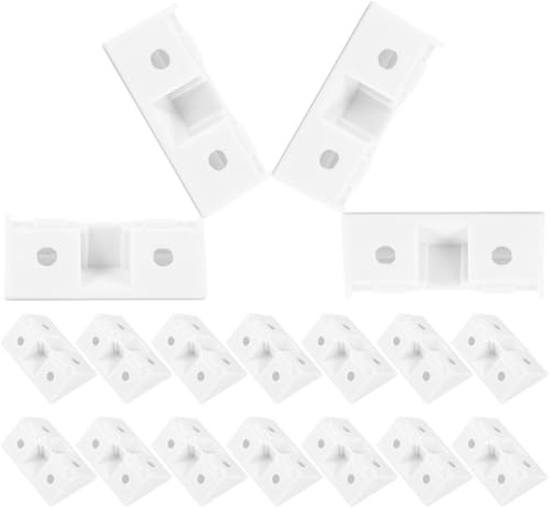 ORFOFE Équerres d'Angle en Plastique Blanc 20 Pièces Supports de Comptoir Renforcés Caches Montage Facile pour Étagères et Meubles Suspendus