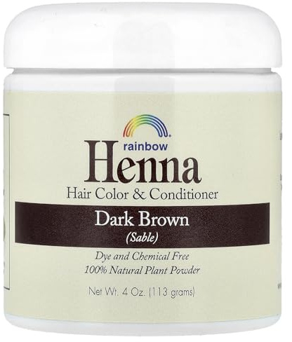 Rainbow Research Henna Hair Color and Conditioner, Persian Dark Brown Sable - Powder, Natural, Demi-Permanent, 3 x 4 oz