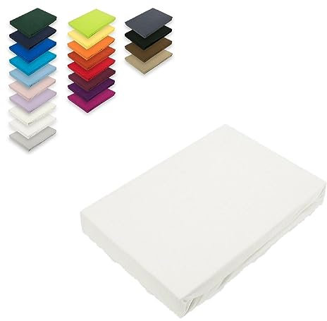 EXKLUSIV HEIMTEXTIL Jersey Spannbettlaken 60 x 120-70 x 140 cm 100% Baumwolle Öko - Tex Zertifiziert, Markenqualität, Matratzenhöhe bis 10 cm, Weiss