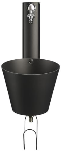 BEL FER Fontaine de jardin murale avec deux robinets et seau amovible, avec porte en caoutchouc, modèle 42 / PRS (anthracite)