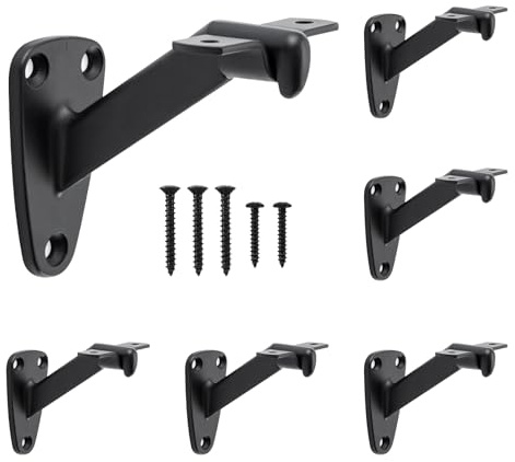 HOME MASTER HARDWARE Handrail Bracket for Stairs,Matte Black, 6 Pack