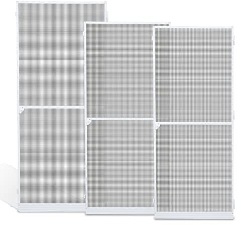 Yakimz Insektenschutz Fliegengitter Tür mit Alu Rahmen, 120x210CM Insektenschutztür Insect Screen Für Wohnzimmer Balkontür Weiß