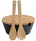 Kesper | Obst- und Salatschale mit Besteck, Material: Kunststoff, Bambus, Maße: Ø 26 cm/Höhe: 11 cm, Farbe: Schwarz, Braun | 92524