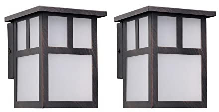 FORLIGHT Osaka (2 unidades) Aplique de Pared Exterior Rústico de Estilo Japonés. Farol de Pared para Bombilla E27. Lámpara de Pared para Jardín y Terraza IP23. Marrón Óxido